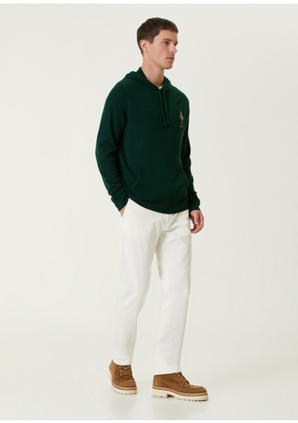 Koyu Yeşil Kapüşonlu Yün Sweatshirt