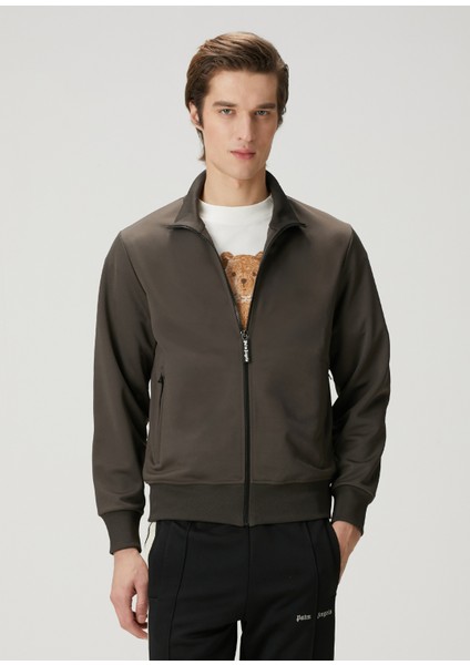 Gri Kapüşonlu Logolu Sweatshirt