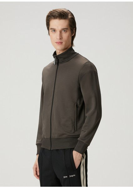 Gri Kapüşonlu Logolu Sweatshirt