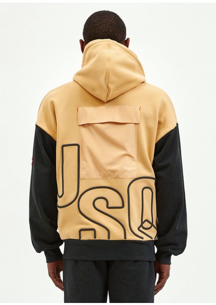 Kum Fırtınası Fermuarlı Antrasit Kum Rengi Hoodie
