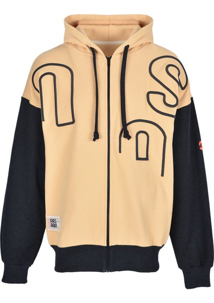 Kum Fırtınası Fermuarlı Antrasit Kum Rengi Hoodie