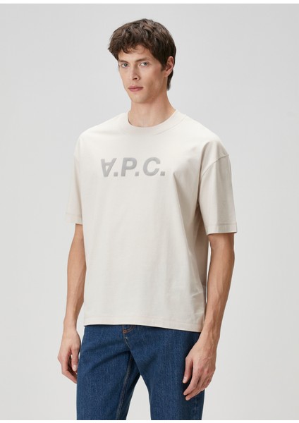 Ekru Logo Baskılı T-Shirt modelleri