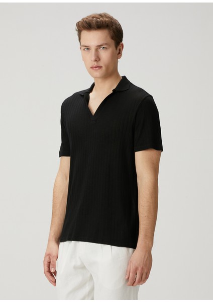 Siyah Çizgi Dokulu T-Shirt modelleri