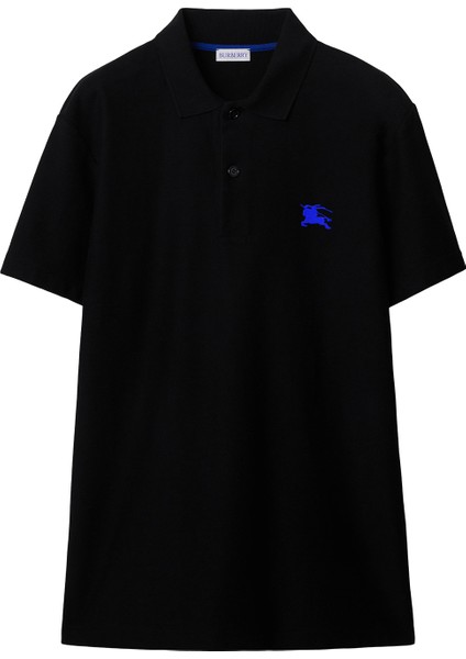 Siyah Pamuklu Polo Yaka Kısa Kollu Erkek T-Shirt
