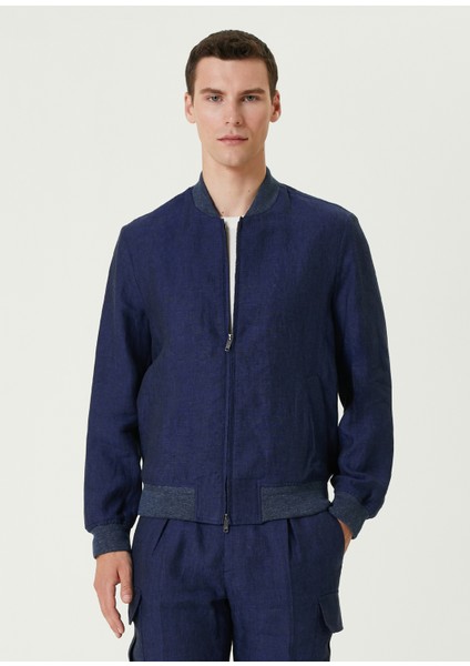 Lacivert Keten Bomber Mont