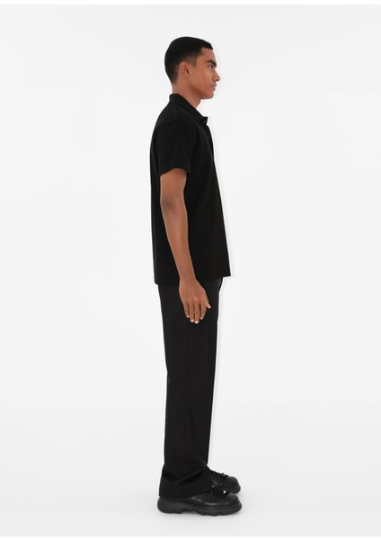 Siyah Pamuklu Polo Yaka Kısa Kollu Erkek T-Shirt fırsatları