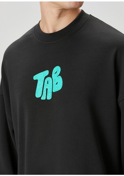 Big Fish Siyah Baskılı Uzun Kollu Erkek Sweatshirt