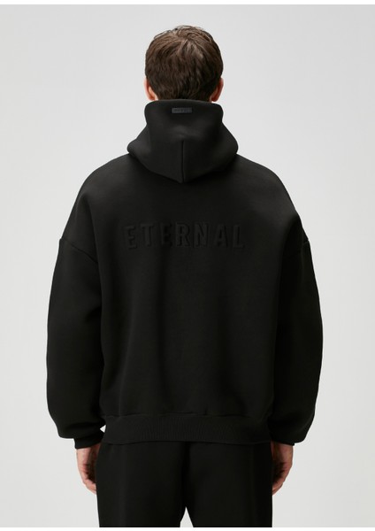 Siyah Kapüşonlu Sweatshirt