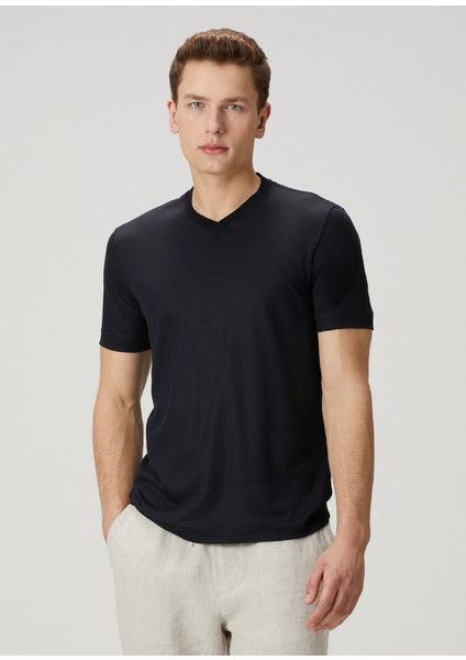 Koyu Mavi Yün T-Shirt