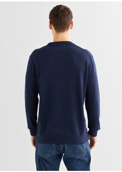 Lacivert Bisiklet Yaka Regular Fit Erkek Kazak