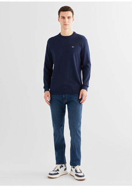 Lacivert Bisiklet Yaka Regular Fit Erkek Kazak