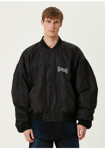 Siyah Logo Detaylı Varsity Mont