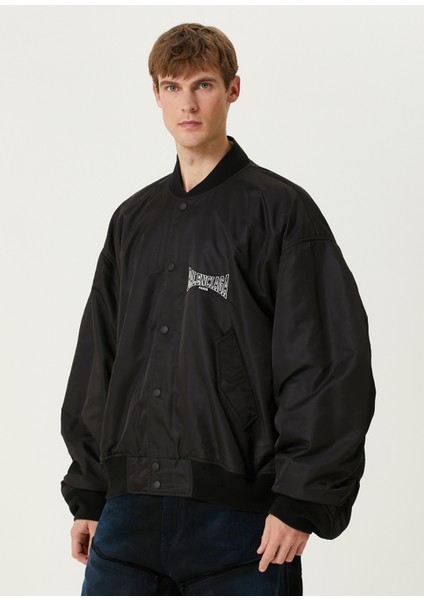 Siyah Logo Detaylı Varsity Mont