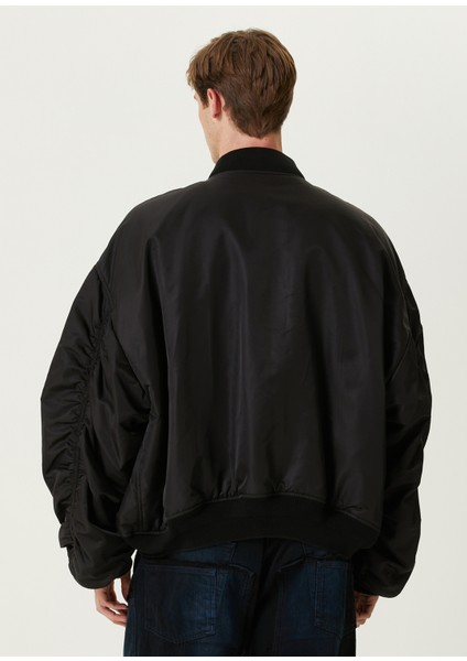 Siyah Logo Detaylı Varsity Mont