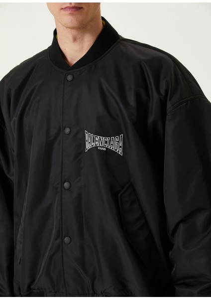 Siyah Logo Detaylı Varsity Mont