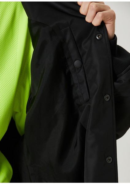 Siyah Logo Detaylı Varsity Mont