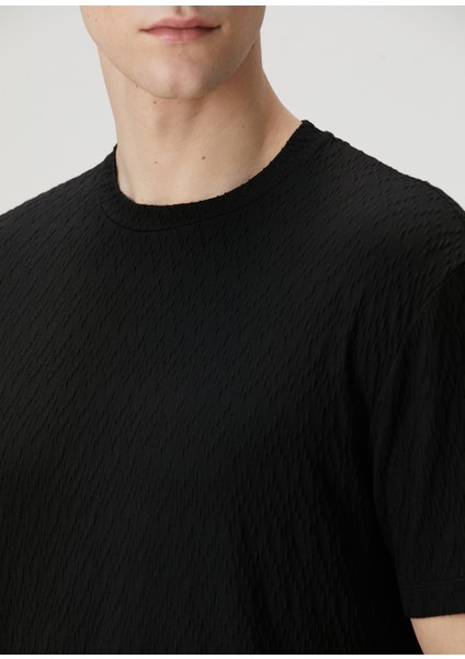 Siyah Gofreli T-Shirt