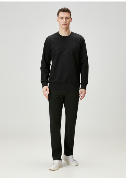 Relaxed Fit Siyah Logo Nakışlı Sweatshirt fiyatları