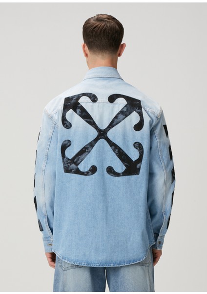 Mavi Logo Patchli Denim Gömlek