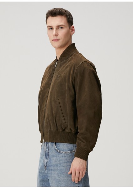 Haki Süet Bomber Ceket