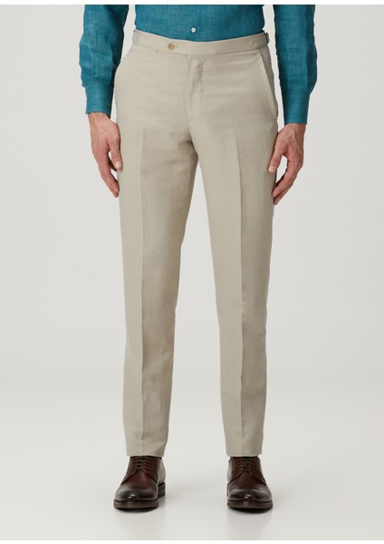 Bej Keten Pantolon