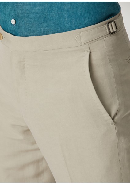 Bej Keten Pantolon