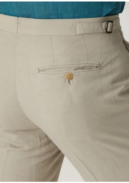 Bej Keten Pantolon
