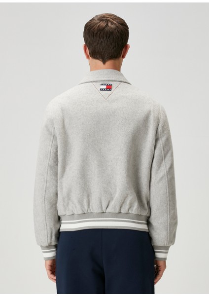 Gri Varsity Yün Ceket