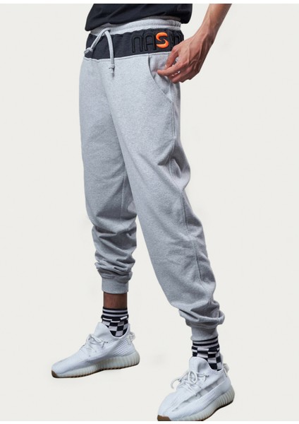 Rebu Gri Krom Beli Lastikli Jogger Eşofman Altı