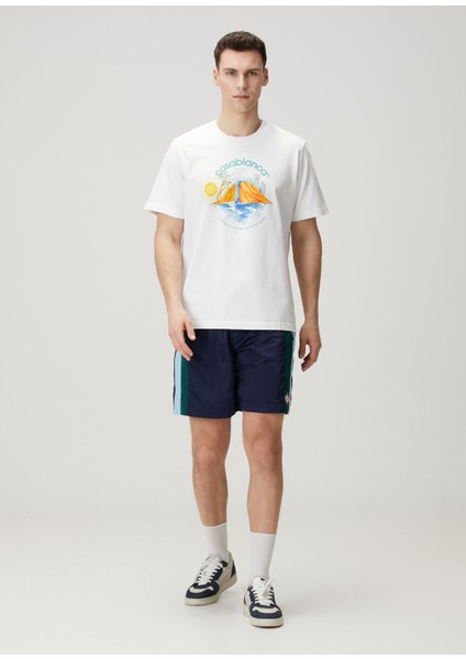 Beyaz Logo Baskılı Organik Pamuk T-Shirt fiyatları