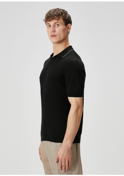 Siyah Polo Yaka Kısa Kollu Triko modelleri