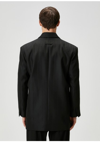 Relaxed Fit Siyah Çizgi Desenli Ceket fırsatları