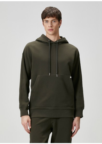 Mega Zip Haki Kapüşonlu Sweatshirt