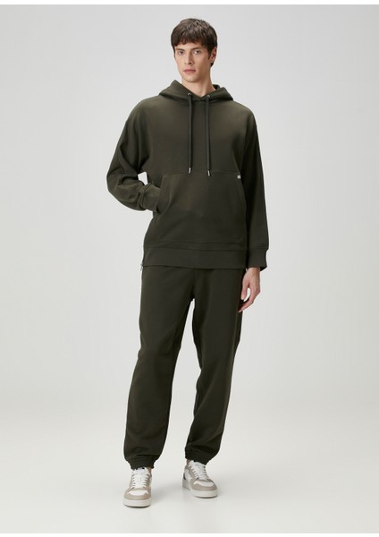 Mega Zip Haki Kapüşonlu Sweatshirt