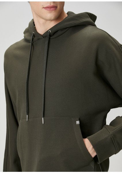Mega Zip Haki Kapüşonlu Sweatshirt