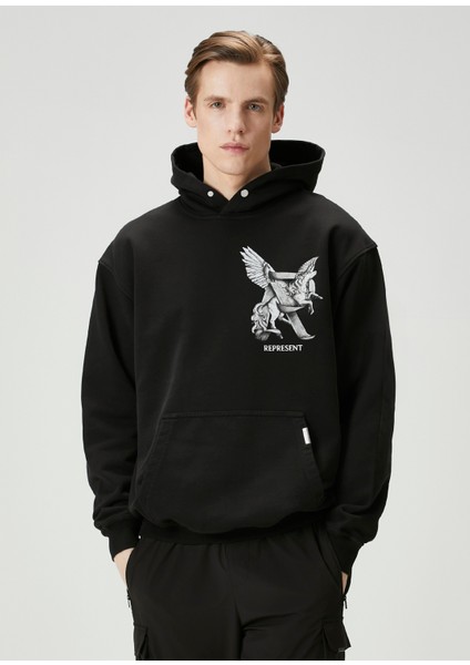 Siyah Kapüşonlu Sweatshirt