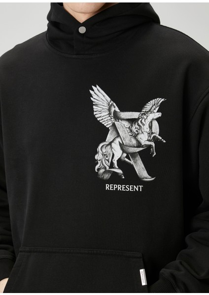 Siyah Kapüşonlu Sweatshirt