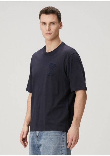Lacivert Logolu Organik Pamuk T-Shirt modelleri