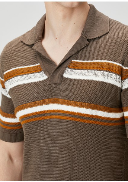 Kahverengi Polo Yaka Kısa Kollu Triko indirimleri