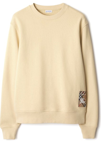 For Label Krem Pamuklu Uzun Kollu Erkek Sweatshirt
