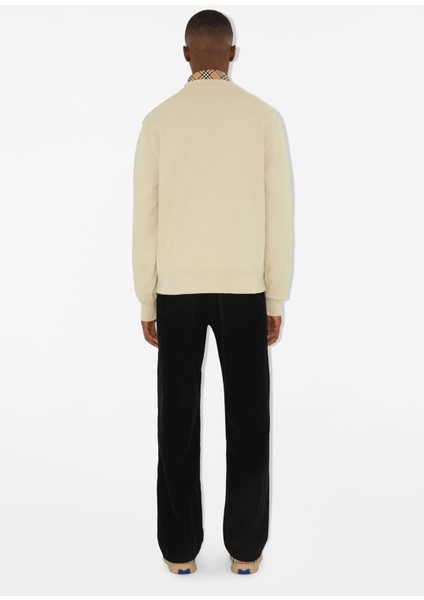 For Label Krem Pamuklu Uzun Kollu Erkek Sweatshirt