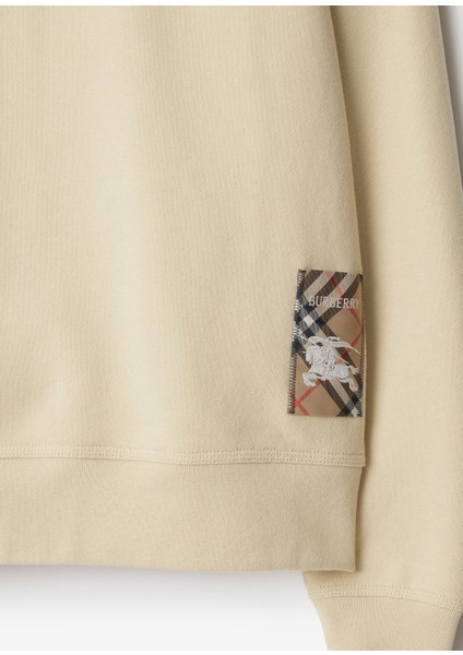 For Label Krem Pamuklu Uzun Kollu Erkek Sweatshirt