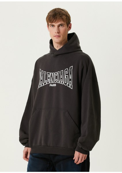 Large Fit Boxy Siyah Kapüşonlu Sweatshirt modelleri