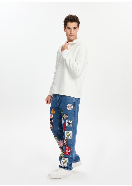 Beyaz Polo Yaka Erkek Sweatshirt modelleri