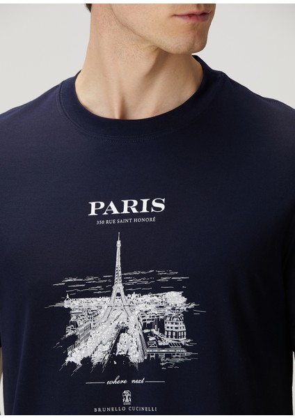 Lacivert Şehir Baskılı T-Shirt indirimleri