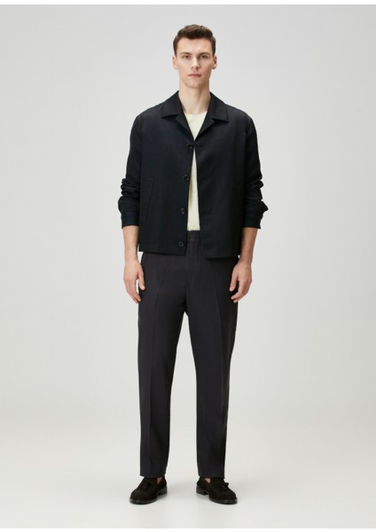 Lacivert Keten Formal Pantolon