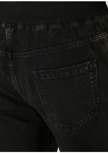 Siyah Beli Kordonlu Jean Pantolon