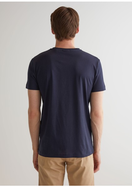 Lacivert Slim Fit Bisiklet Yaka Kısa Kollu Erkek T-Shirt fiyatları