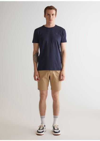 Lacivert Slim Fit Bisiklet Yaka Kısa Kollu Erkek T-Shirt modelleri