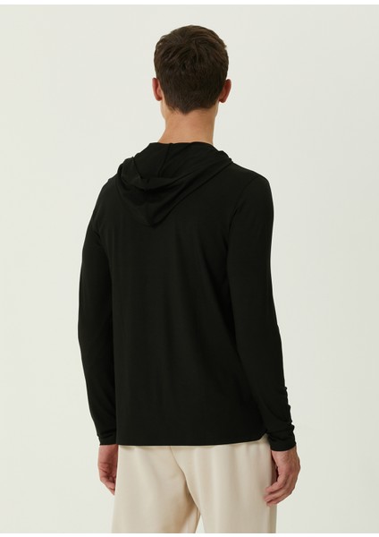 Siyah Kapüşonlu Sweatshirt